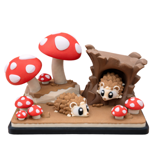 Hedgehogs in a Mushroom Forest